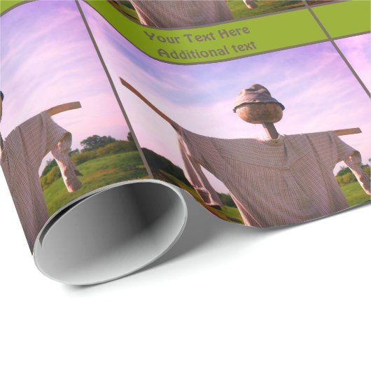 Papier Cadeau Jardin Scarecrow Nature Personnalisée (Coin rond)