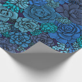 Papier Cadeau Jardin succulent en bleu (Coin)
