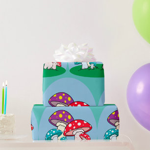 Papier Cadeau Jardin vibrant de champignons amanites