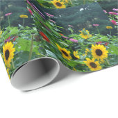 Papier Cadeau Jardin Vue tournesols marguis cosmos (Coin rond)