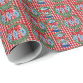 Papier Cadeau Jars de gingembre rouge vert 2023 En vichy (Coin rond)