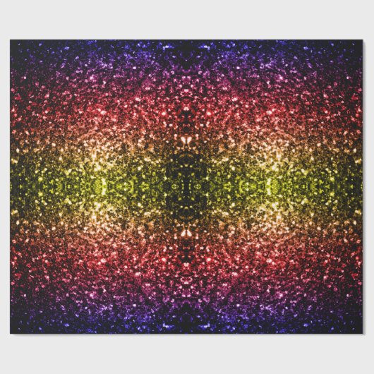 Papier Cadeau Jaune arc-en-ciel rouge violet parties scintillant (Plat)
