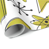 Papier Cadeau Jaune atomique et noir à grande échelle (Coin rond)