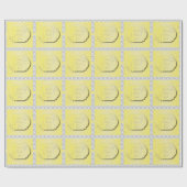 Papier Cadeau Jaune avec le motif gris de damassé (Plat)