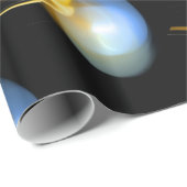 PAPIER CADEAU JAUNE BLEU BLANC PERLES ALIENS (Coin rond)