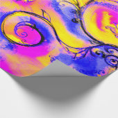 Papier Cadeau JAUNE BLEU ROSE FLEURS BLANCHES Imaginaire Floral (Coin)