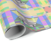 Papier Cadeau Jaune bleu violet géométrique (Coin rond)