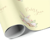 Papier Cadeau Jaune Brown Script joli Baby shower enveloppé (Coin rond)