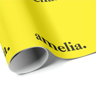 Papier Cadeau Jaune Canari Couleur Unie Élégant Nom
