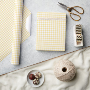 Papier Cadeau Jaune Canari Gingham Classique