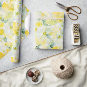 Papier Cadeau Jaune Citron Abstrait Anniversaire