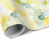 Papier Cadeau Jaune Citron Abstrait Anniversaire (Coin rond)