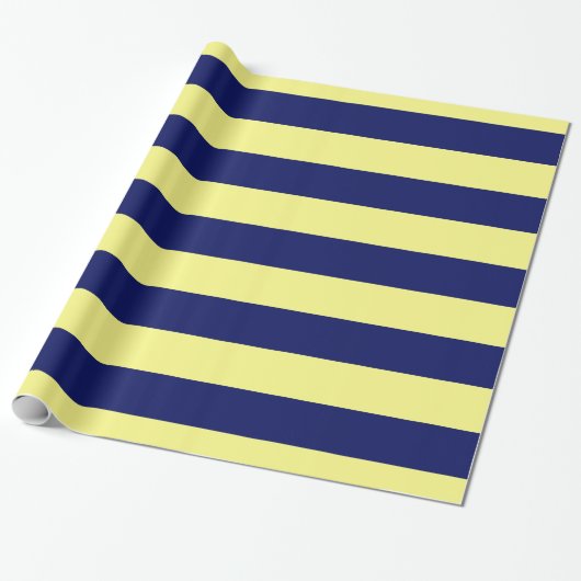 Papier Cadeau Jaune clair, bleu marine, Motif X (Déroulé)