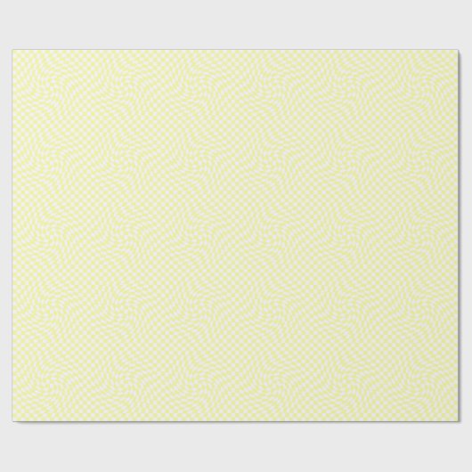 Papier Cadeau Jaune clair et blanc À damiers Motif déformé (Plat)