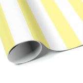 Papier Cadeau Jaune clair et rayures blanches (Coin rond)