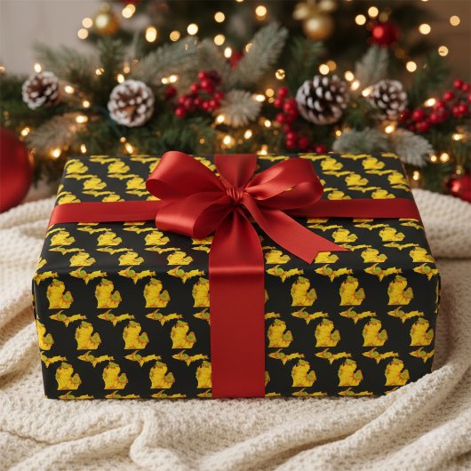 Papier Cadeau Jaune Daisy Michigan Silhouette