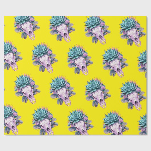 Papier Cadeau Jaune de décomposition pastel succulent (Plat)
