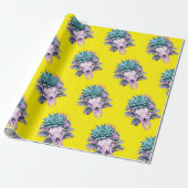Papier Cadeau Jaune de décomposition pastel succulent (Déroulé)