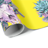 Papier Cadeau Jaune de décomposition pastel succulent (Coin rond)