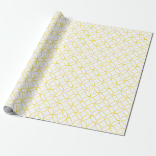 Papier Cadeau Jaune d'or sur les cercles de recouvrement blancs