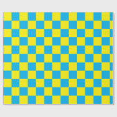 Papier Cadeau Jaune et Aqua Checkerboard (Plat)