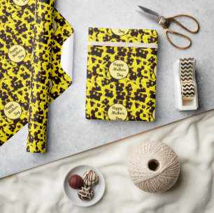 Papier Cadeau Jaune Et Brown Fête Des Mères,