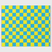 Papier Cadeau Jaune et damier aqua (Plat)