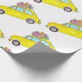 Papier Cadeau Jaune Fiat 500 cadeaux de Noël Aquarelle (Coin)