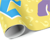 Papier Cadeau Jaune fou d'énigme de mystère de points (Coin rond)