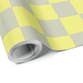 Papier Cadeau Jaune + gris À damiers Motif de tableau de bord (Coin rond)