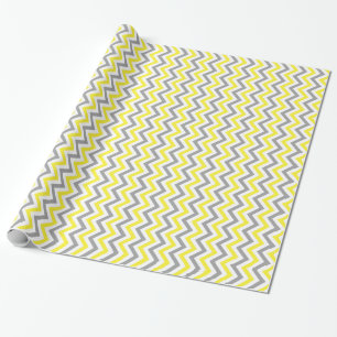 Papier Cadeau Jaune, Gris Dk What Grand Motif Chevron ZigZag