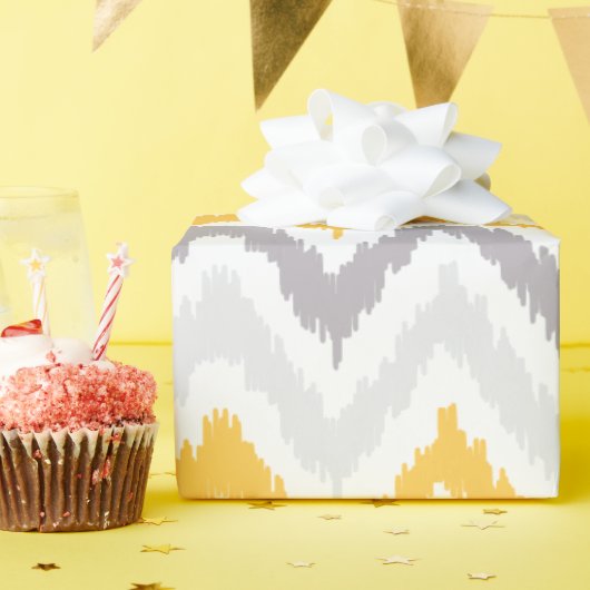 Papier Cadeau Jaune Gris Zigzags Ikat Motif (Fête d'anniversaire)