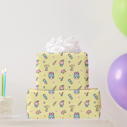 Papier Cadeau Jaune Kawaii Pastel Doux (Cadeaux de fête)