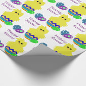 Papier Cadeau Jaune mignon oeuf de poussin rayé (Coin)