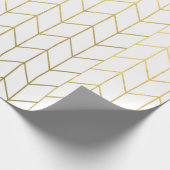Papier Cadeau Jaune Or Chevron Blanc Moderne Chic (Coin)