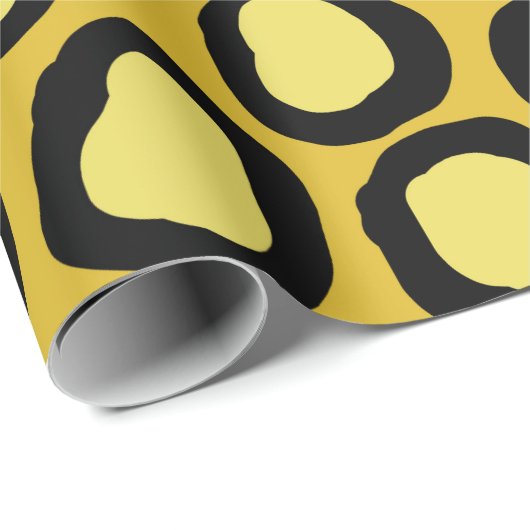 Papier Cadeau Jaune or noir Cheetah animal (Coin rond)