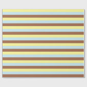 Papier Cadeau Jaune pâle, bleu pastel et rayures Brown (Plat)