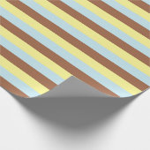 Papier Cadeau Jaune pâle, bleu pastel et rayures Brown (Coin)