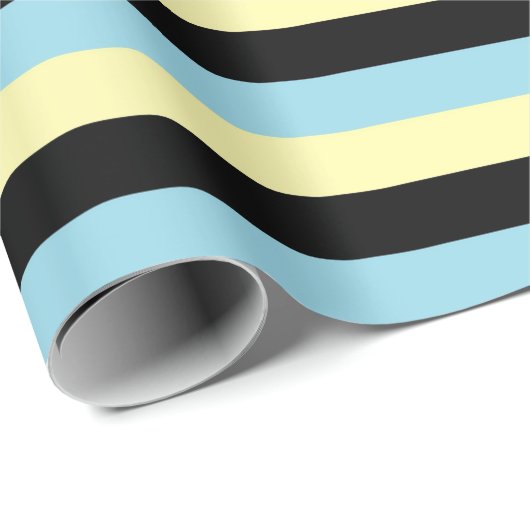 Papier Cadeau Jaune pâle, noir et bleu pastel (Coin rond)