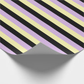 Papier Cadeau Jaune pâle, noir et pourpre doux rayures (Coin)