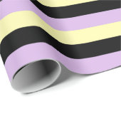 Papier Cadeau Jaune pâle, noir et pourpre doux rayures (Coin rond)
