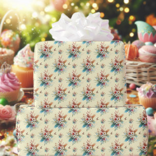 Papier Cadeau Jaune pastel aquarelle floral croix de Pâques