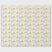 Papier Cadeau Jaune, rose, orange Tulips Motif (Plat)