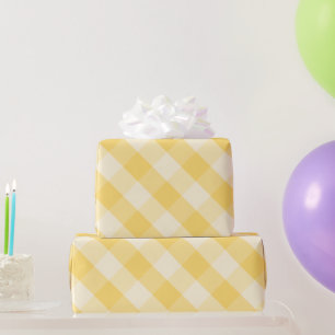 Papier Cadeau Jaune soleil À damiers Motif