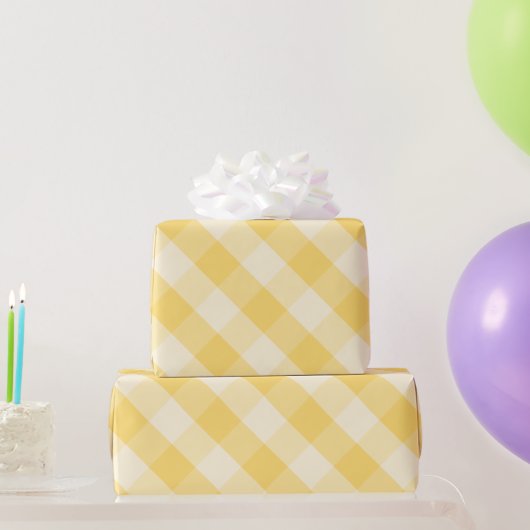Papier Cadeau Jaune soleil À damiers Motif (Cadeaux de fête)