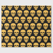 Papier Cadeau Jaune sur crâne noir (Plat)