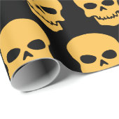Papier Cadeau Jaune sur crâne noir (Coin rond)