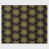 Papier Cadeau Jaune sur Fleurs Sketchy Noires (Plat)