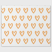 Papier Cadeau Jaune sur les coeurs blancs dessinés à la main (Plat)