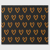 Papier Cadeau Jaune sur les Coeurs noirs dessinés à la main (Plat)